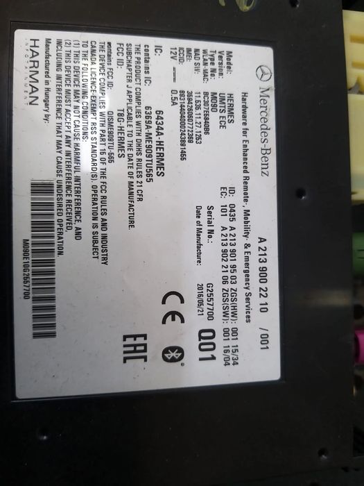 Modul bluetooth mercedes c class w205 a2139002210 a2139019503 a2139022106
