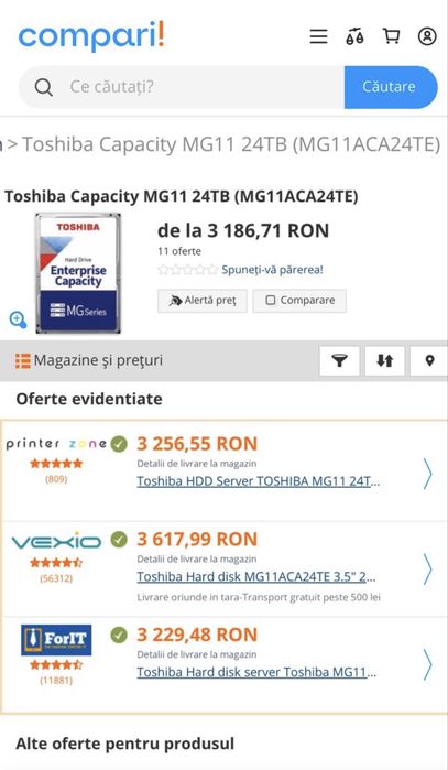 Hdd toshiba 24tb hard disk nou sigilat mg11