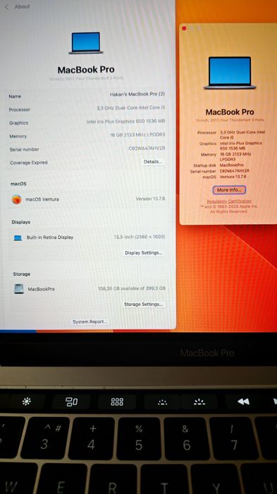 Macbook Pro 2017 16GB, 512GB SSD, touchbar