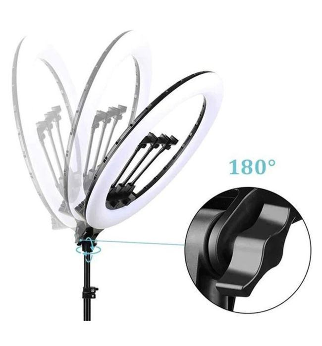Set ring light (lampa circulara) mare si lumini pentru studio cu 2 softbox-uri si becuri LED