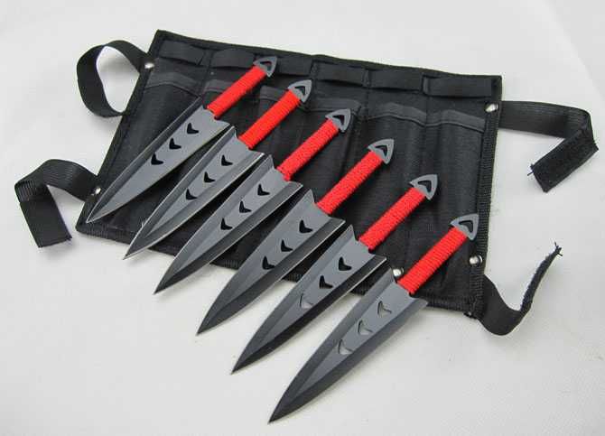 Ножове за хвърляне Кунай 6 броя с калъф за крак Ками TR 02
