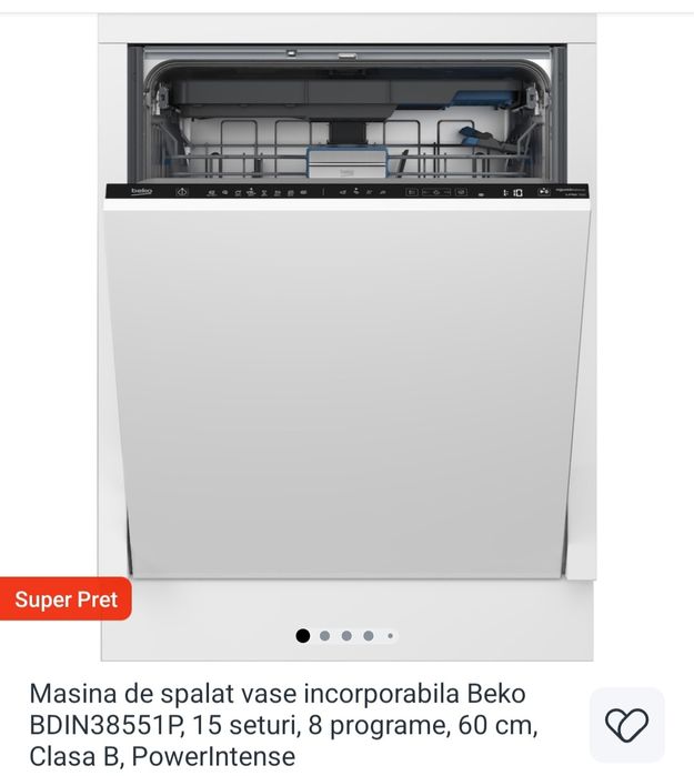 Masina de spalat vase incorporabila Beko BDIN38551P, sigilata