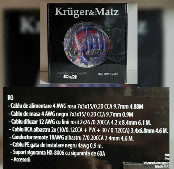 Kit Cabluri Amplificator Cablu Statie Auto Kit Cabluri Subwoofer Auto