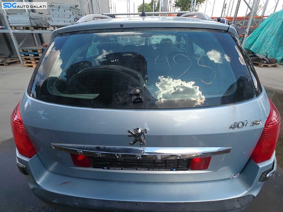 Haion Hayon Portbagaj Dezechipat cu Luneta Geam Sticla Peugeot 407 SW Break Combi 2004 - 2010 Culoare Albastru Azuriu EYL (imperfectiuni) [Q7832]