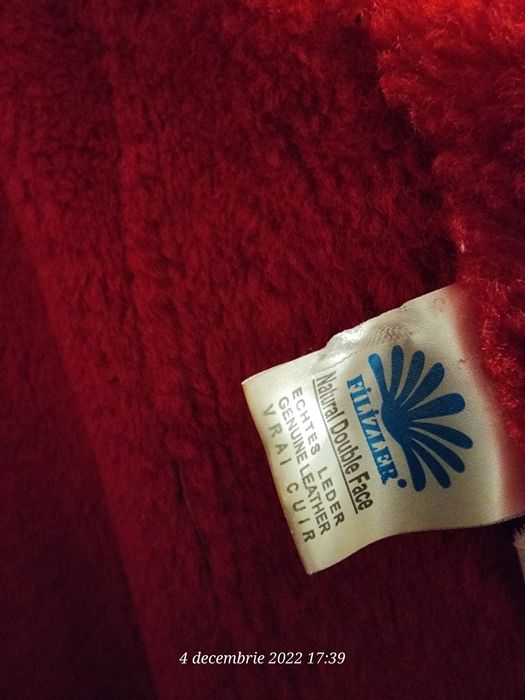 Haină de piele naturală, roșie