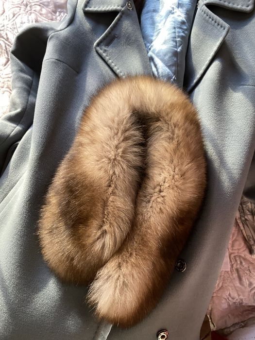 Пальто зимний голубой