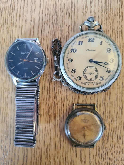 Ceasuri mana Slava,Cornavin si Ceas buzunar,Molnija URSS 17 jewels,  mecanice - bratari 17 mm