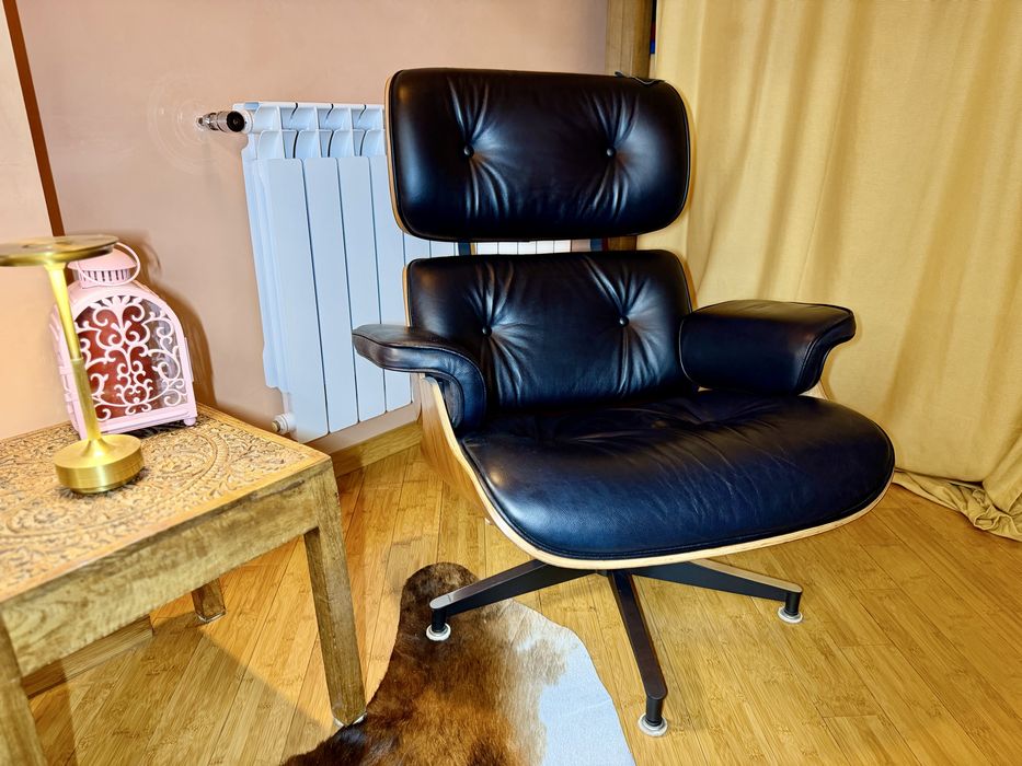 ~ Eames Louge Chair / Scaun / Fotoliu plus Otoman piele / lemn ~
