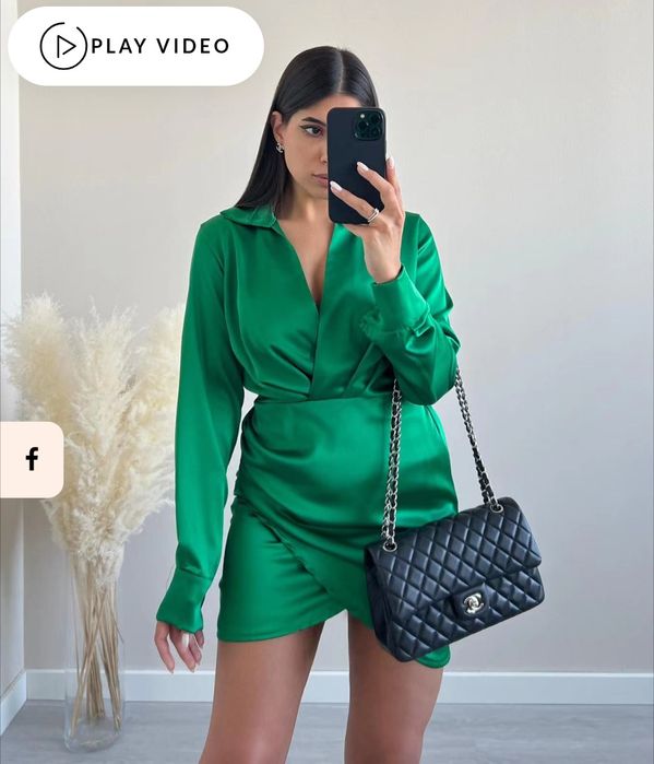 Rochie tip cămașă satin m