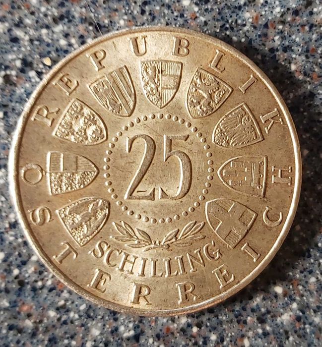 25 шилинга,колекционерска,сребърна монета от 1956 г,В.Амадеус Моцарт