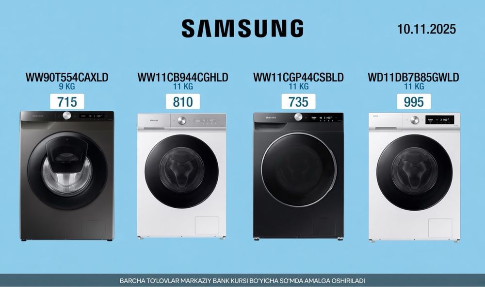 Samsung kirmashinalar yaxshi narixlarda