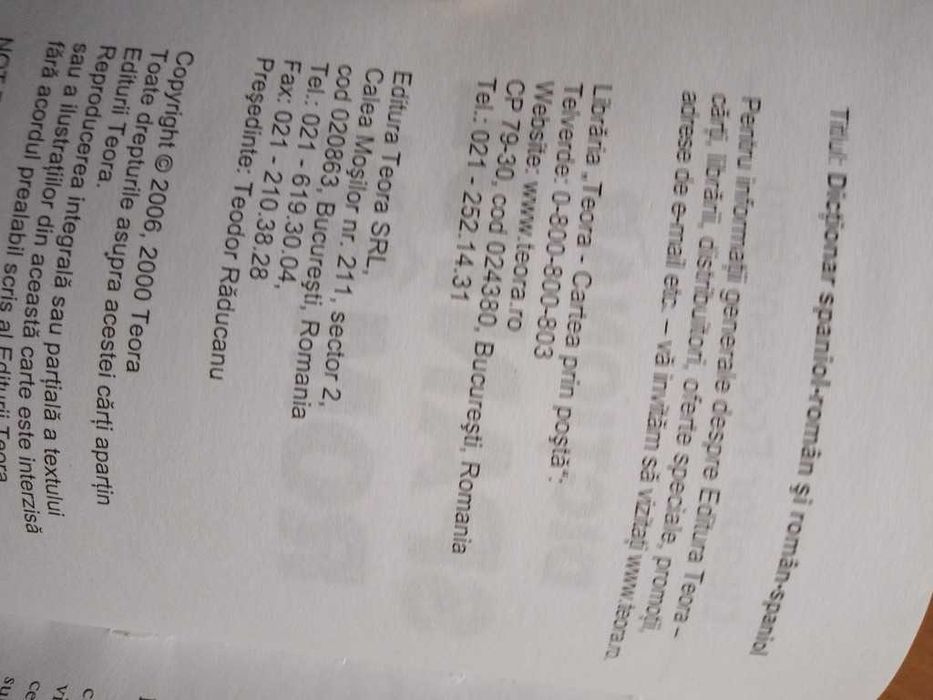 Dicționar Spaniol-Român / Român-Spaniol - Editura Teora (Ediție Dublă)