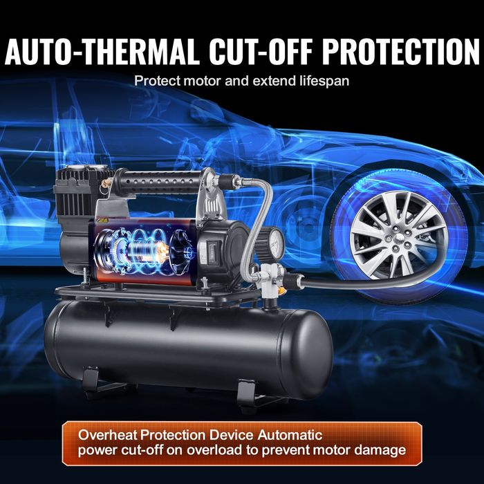 Compresor Aer 12V Puternic cu Rezervor 6L si Manometru Digital