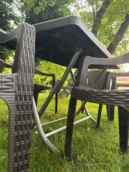 Градински комплект маса със столове 6 бр, ратан, комплект КОКО