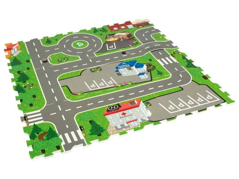 НОВИ! Детско килимче мек пъзел Град 9 части