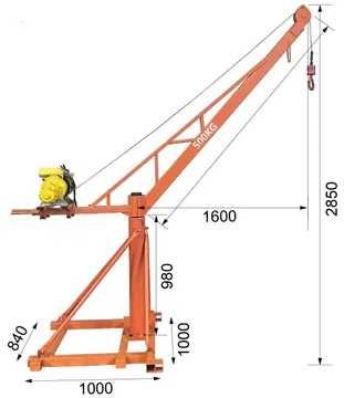 Мини кран с лебеткой 1,5т mini kran