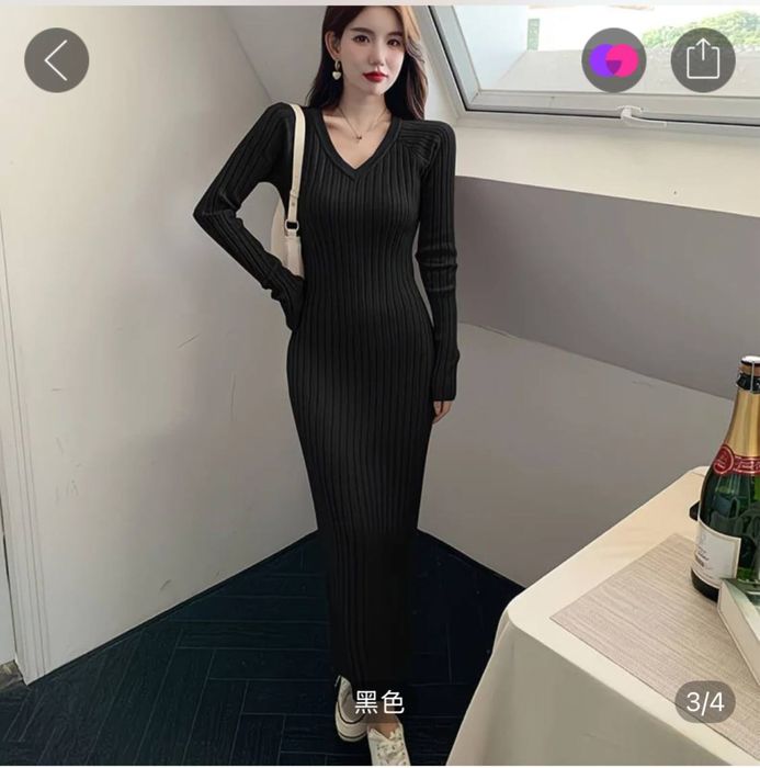 Вязаное черное платье( новие)