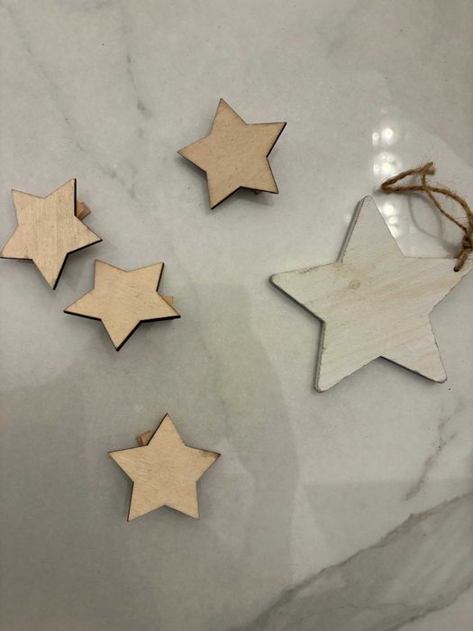 Set 5 stele lemn vechi Germania anii 70 80 pentru brad Craciun