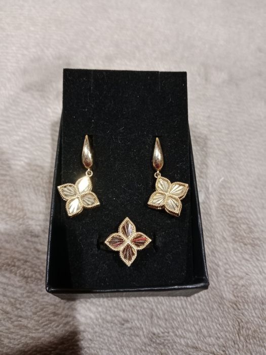 Золотой набор серьги и кольцо