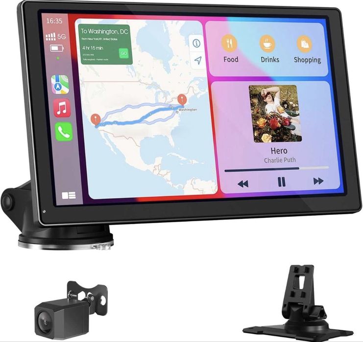 Smart screen navigatie GPS wireless de 9 inch auto,60FPS,Apple CarPlay Android Car suport magnetic OTA cameră mers înapoi Bluetooth control vocal