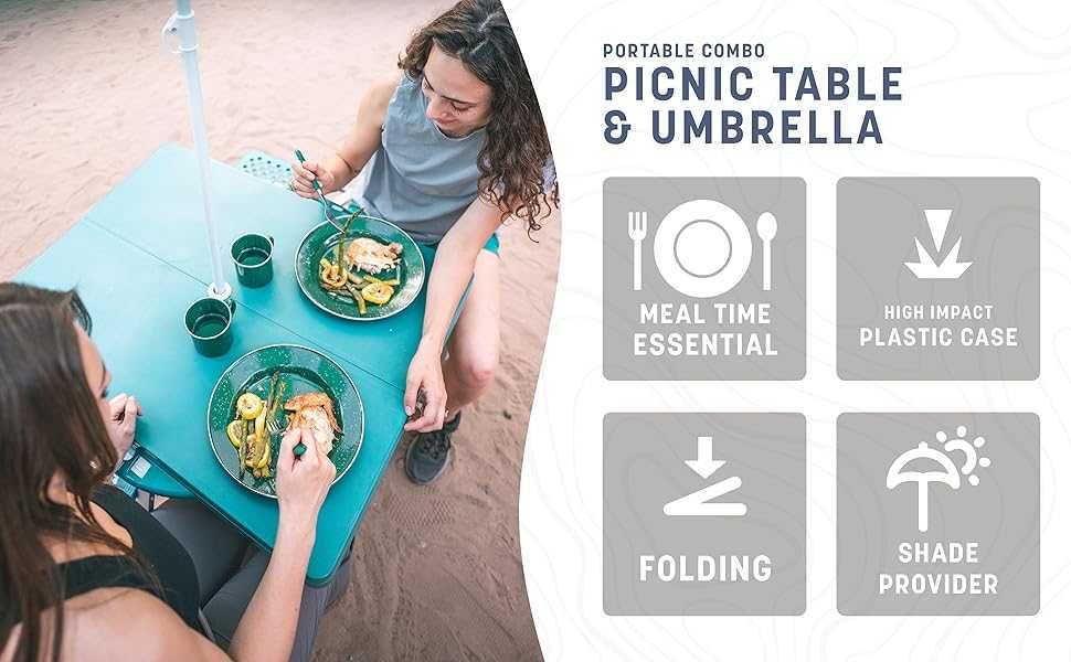 Преносима Алуминиева маса за пикник WerkBull с 4 стола ,90x70x70 см