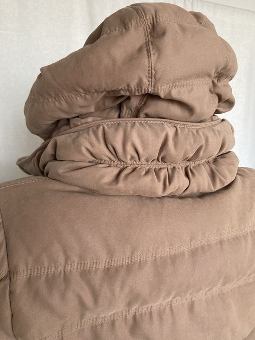 Дамско зимно яке Zara с гъши пух размер М, бежево късо яке с колан