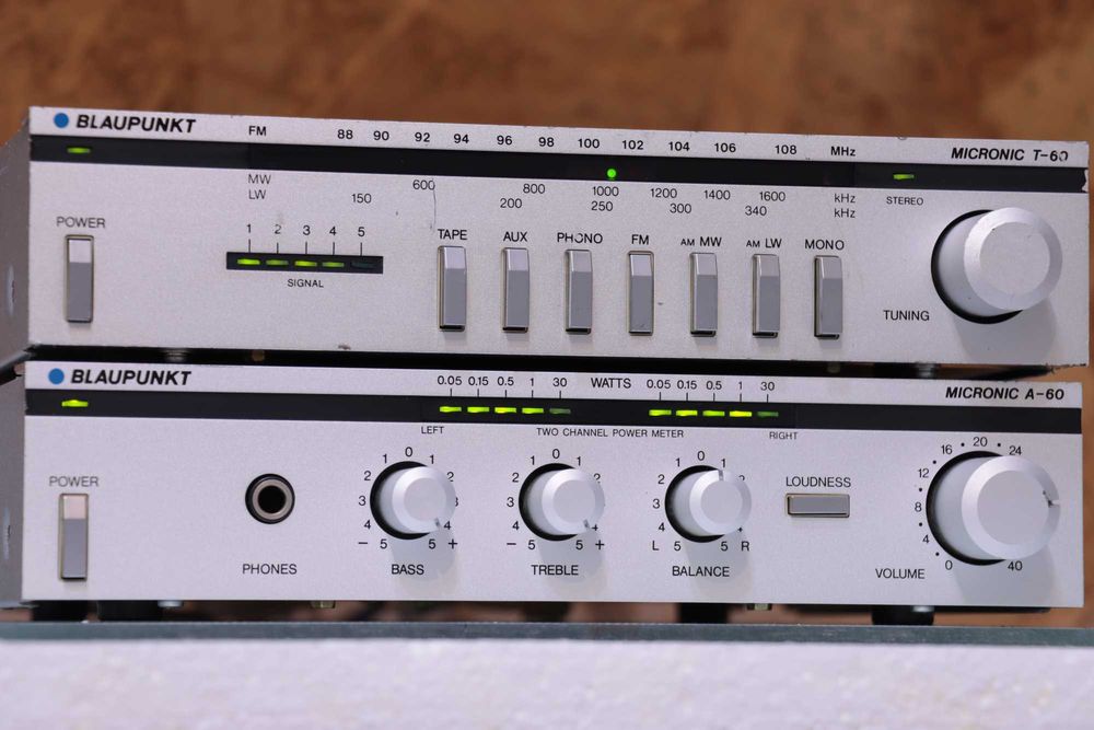 Mini Sistem Hi-Fi Rare Blaupunkt Micronic A-60 & T-60, Argintiu, Retro