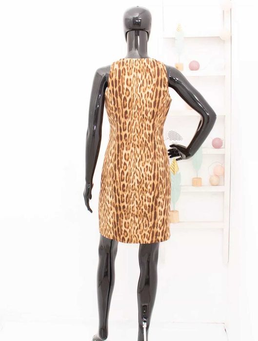 Michael Kors оригинална леопардова рокля бежово-кафява златист цип S