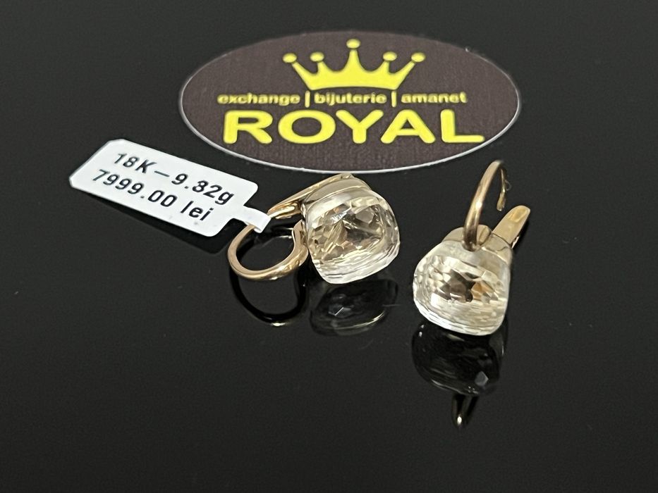 Bijuteria Royal CB : Cercei aur 18K 9,32 grame topaz incolor