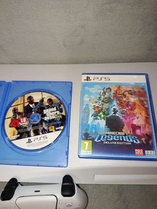 PLAYSTATION 5 + Minecraft Legends + GTA V PS5 + controllet Dual Sense Wireless