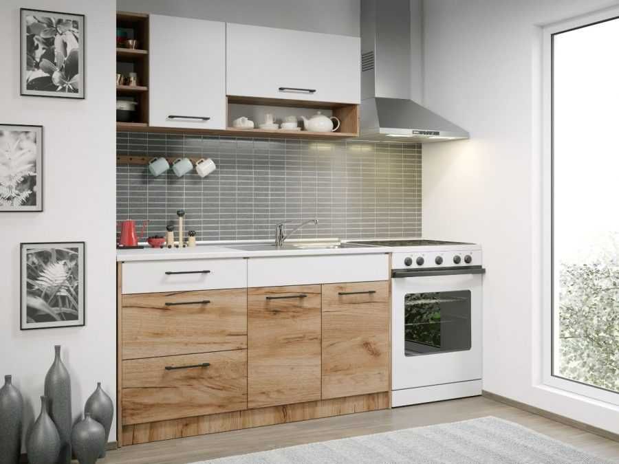 Set Mobila Bucatarie Gastro 140 Alb/Stejar – C09