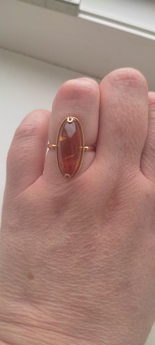 Советское золотое кольцо с янтарём