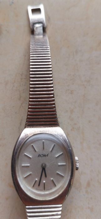 Сребърен швейцарски механичен дамски часовник Rowi