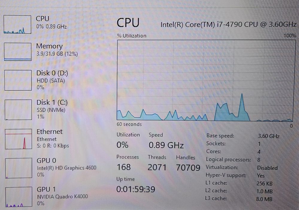 Мощен настолен компютър i7, 32GB RAM, Quadro K4000, Windows 11