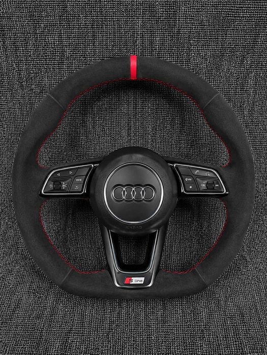 Volan Audi RS Custom | Piele / Carbon / Alcantara | A1 A3 A4 A5 A6 A7 A8 S3 S4 S5 S6 S7 S8 RS3 RS4 RS5 RS6 RS7 Q2 Q3 Q5 Q7 Q8 TT R8