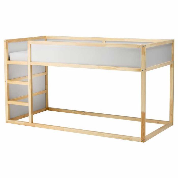 Set Ikea pat copil suspendat reversibil din lemn Kura cu saltea Agnotes + cort pat Kura , 90 x 200, stare perfecta, instructiuni