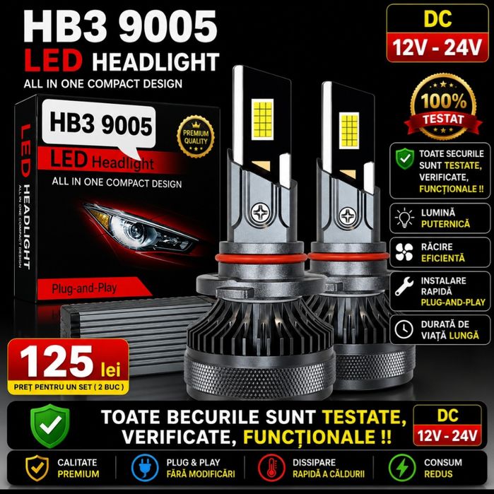 Becuri LED HB3 9005  Canbus 12V-24V  50000LM set 2buc