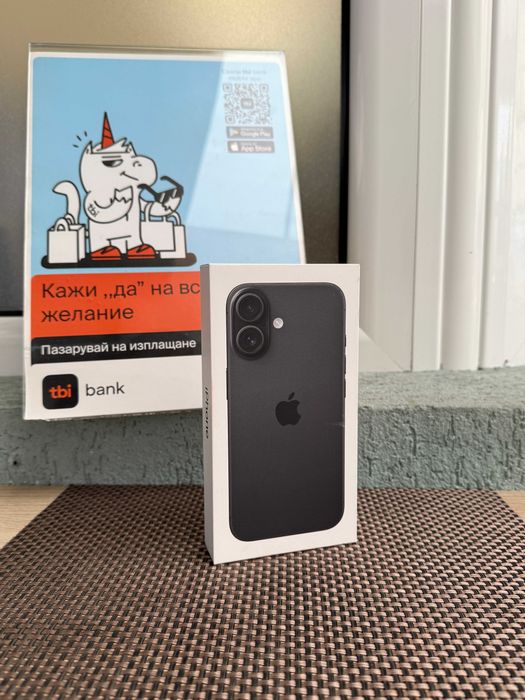 НОВ! 256GB! iPhone 16 Лизинг от 50лв/м black черен ГАРАНЦИЯ НЕразпечат