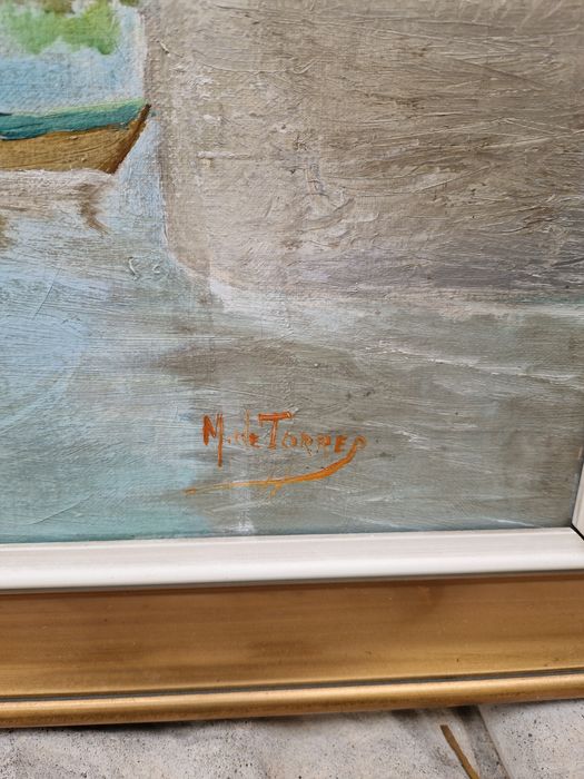 Превъзходна голяма антикварна авторска испанска картина