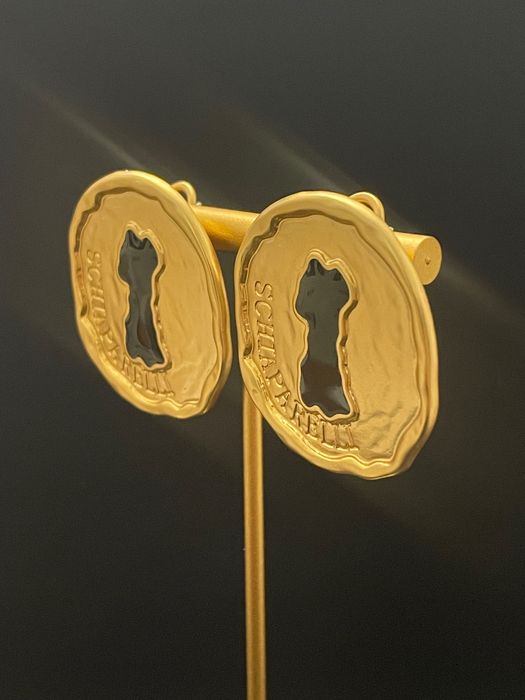 Модерни Големи, авангардни обеци/клипсове  с емайл «Schiaparelli”