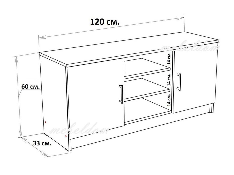 Тв шкаф 120см. с две плавни врати(код-3144)