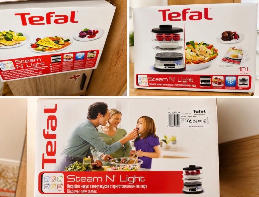Vând aparat de gătit cu aburi Tefal Steam N' Light VC300830, nou, nefolosit, în cutia originală.