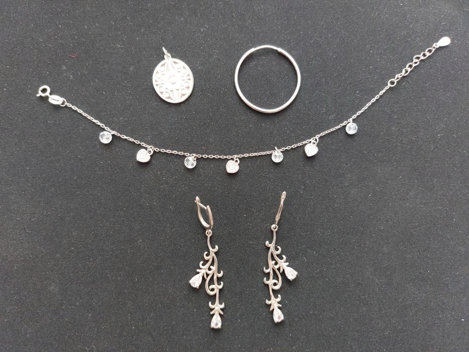 Сребро сребърни бижута обеци гривна