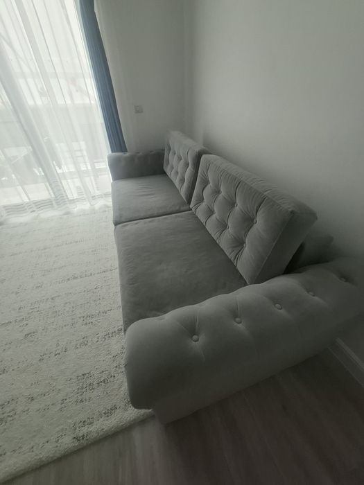 Vand canapea Olimp, extensibila, lada depozitare, din stofa