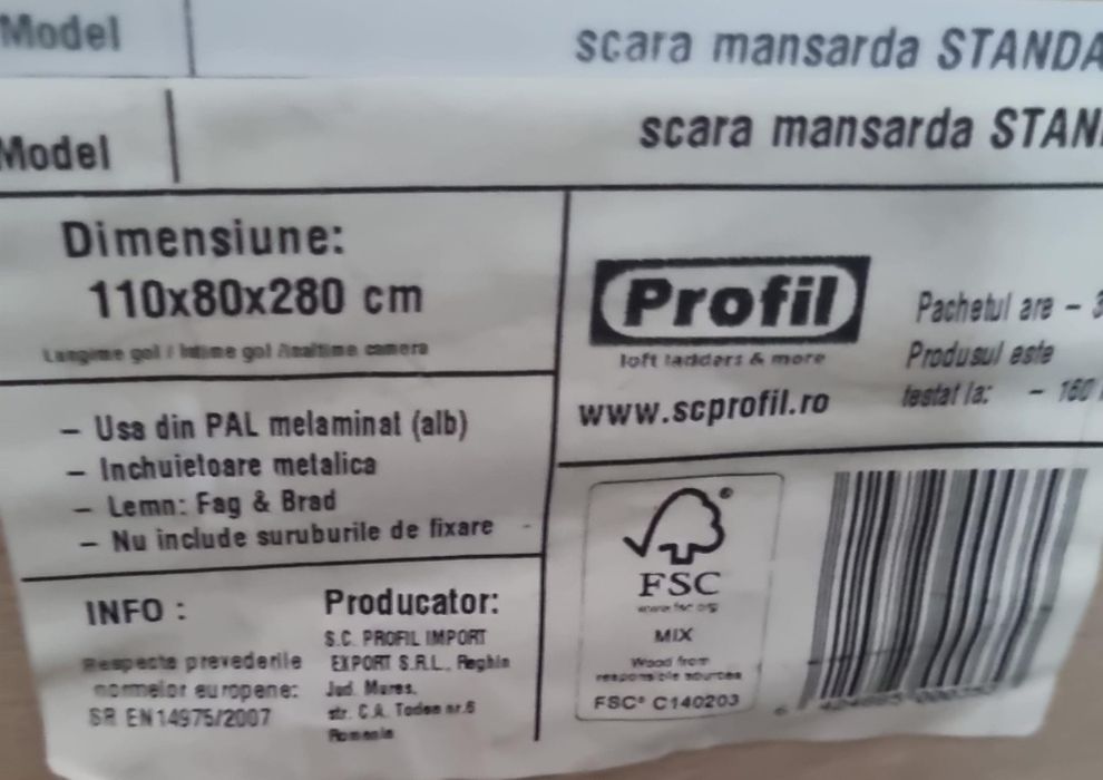 Vând scară pod pret 550 lei