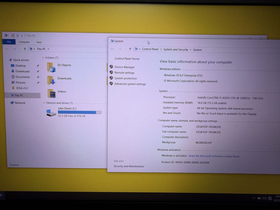 Tester/Diagnoza JOHN DEERE EDL3+Laptop Lenovo cu Service Adevisor 2023
