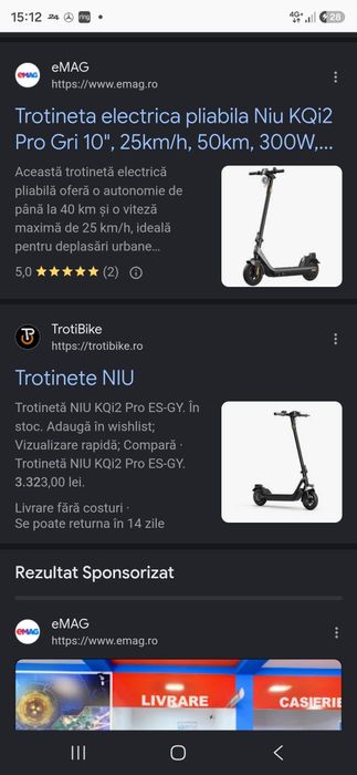 NIU KQI2 Pro Scooter  /Trotinetă  Electrică cu Viteza Maximă de 25km/h și Autonomie Maximă de 40km