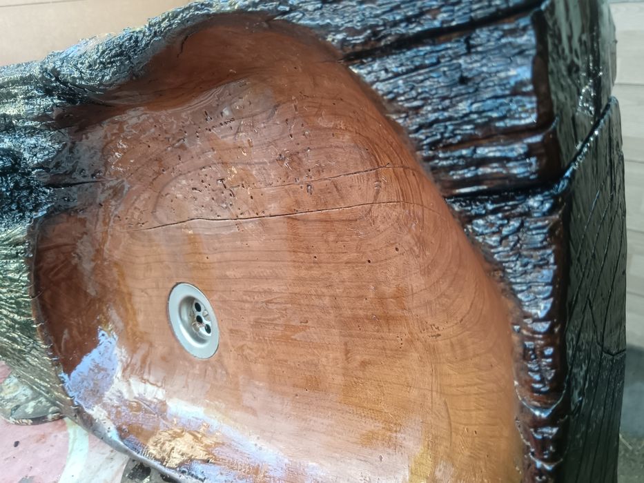 Chiuveta lemn vechi 100ani handmade extrem de rustic dim 75x30cm