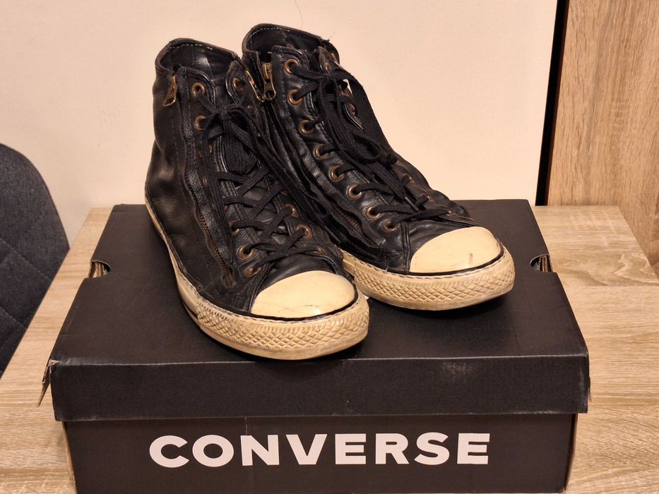 Tenisi / sneakers converse all star piele negru cu fermoar