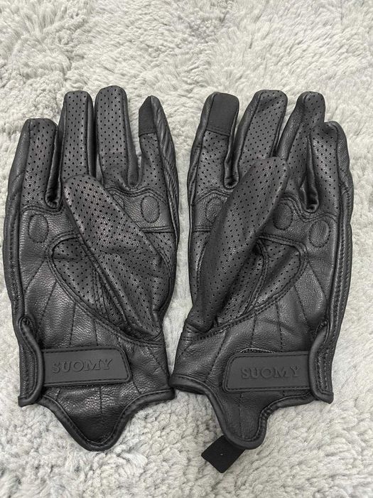 Manusi negre moto piele naturala Suomy Marimea S